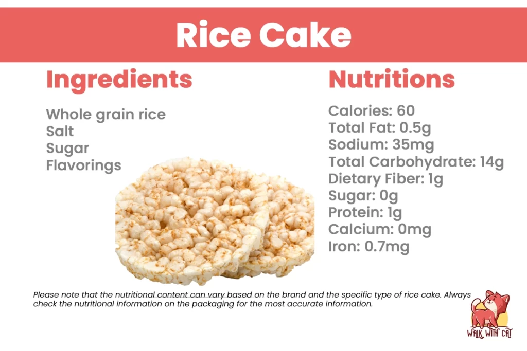 rice cake nutrition values and  ingredients