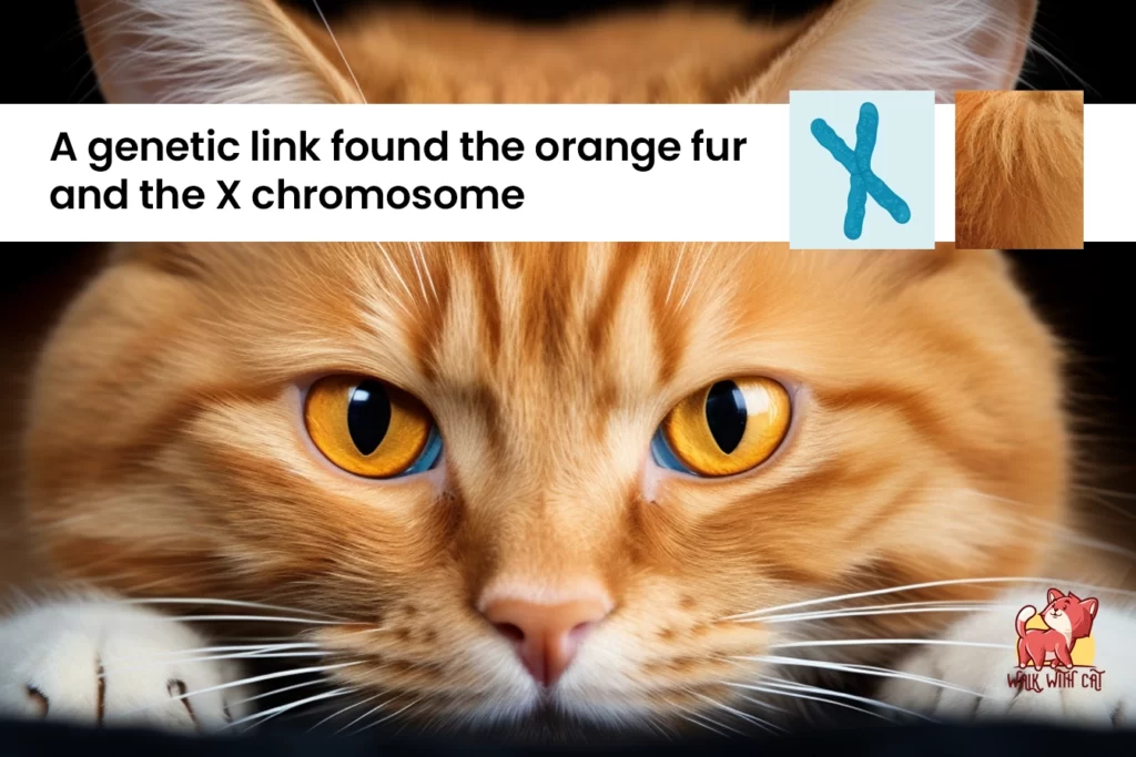 a graphic showing genetic link between orange furr and x chromosome